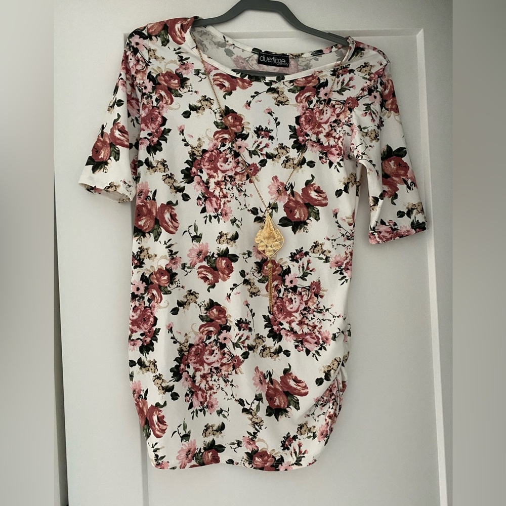 DueTime floral maternity shirt with built-in necklace!